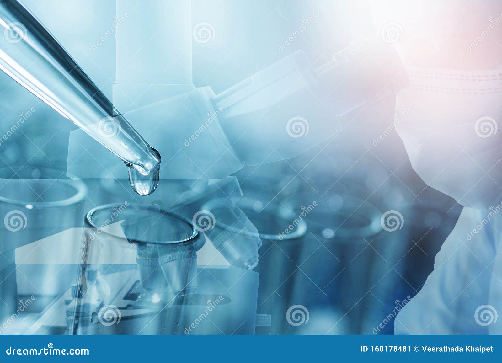 Male Scientist Doing Microscope for Chemistry Test Samples, Examining