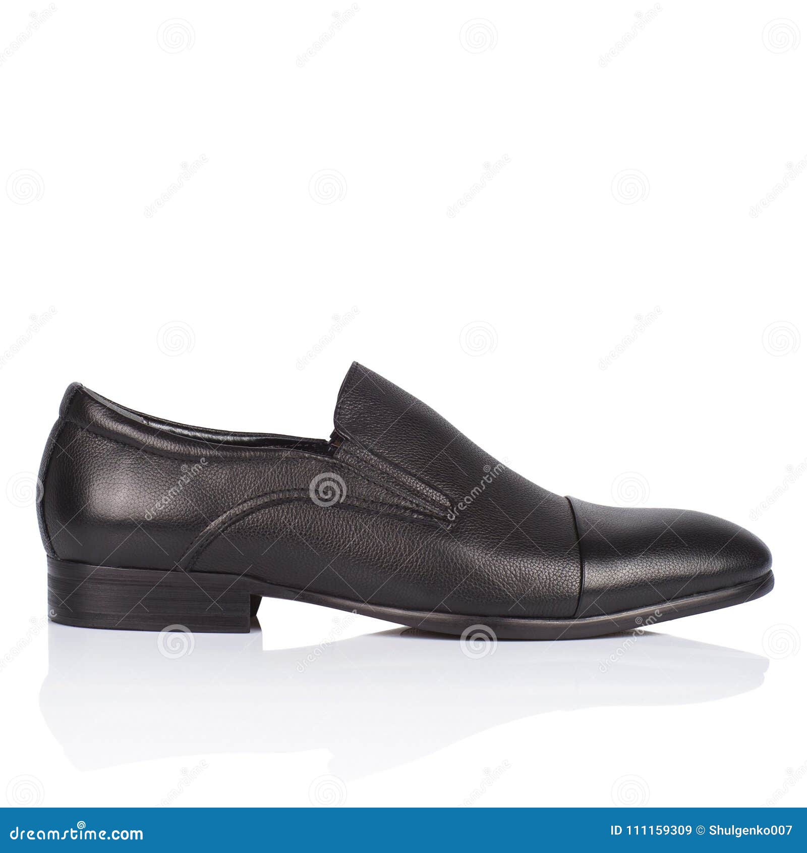 Male Shoes on a White Background, with a Shadow on a Glossy Surface ...