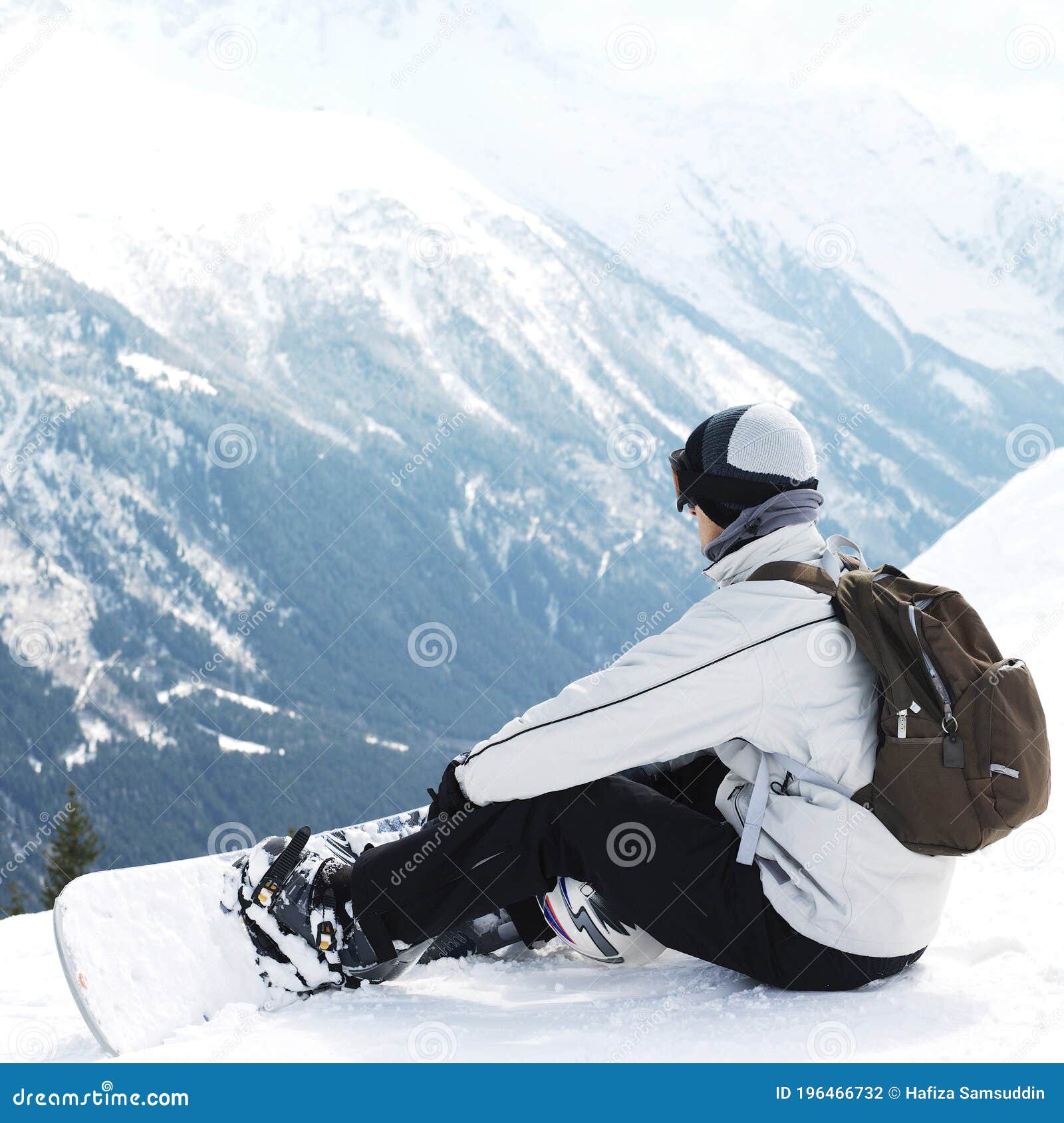 Male Snowboarder with Backpack. Conceptual Image Stock Photo Image of