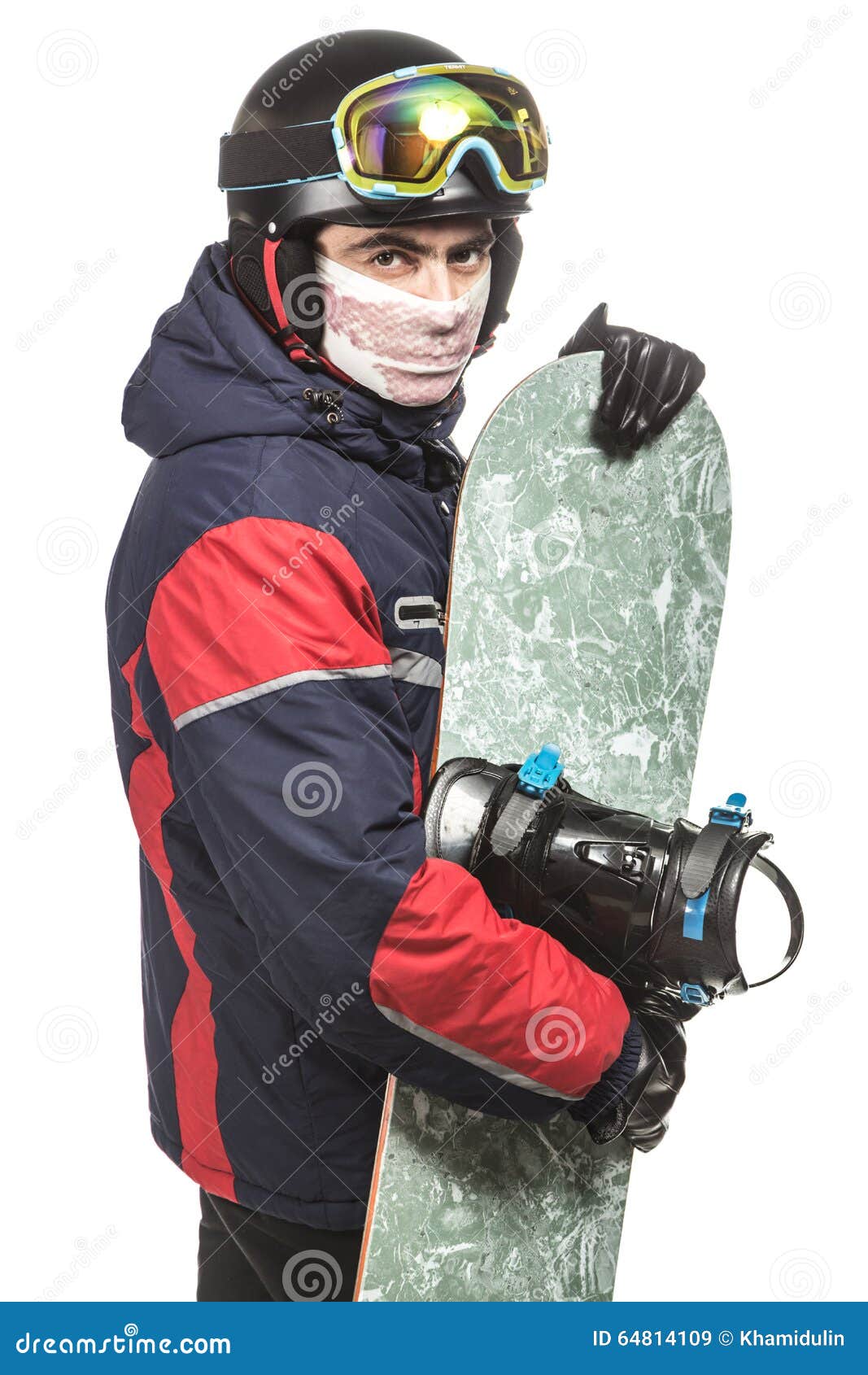 Male Snowboarder with the Board Stock Image Image of glasses, holding