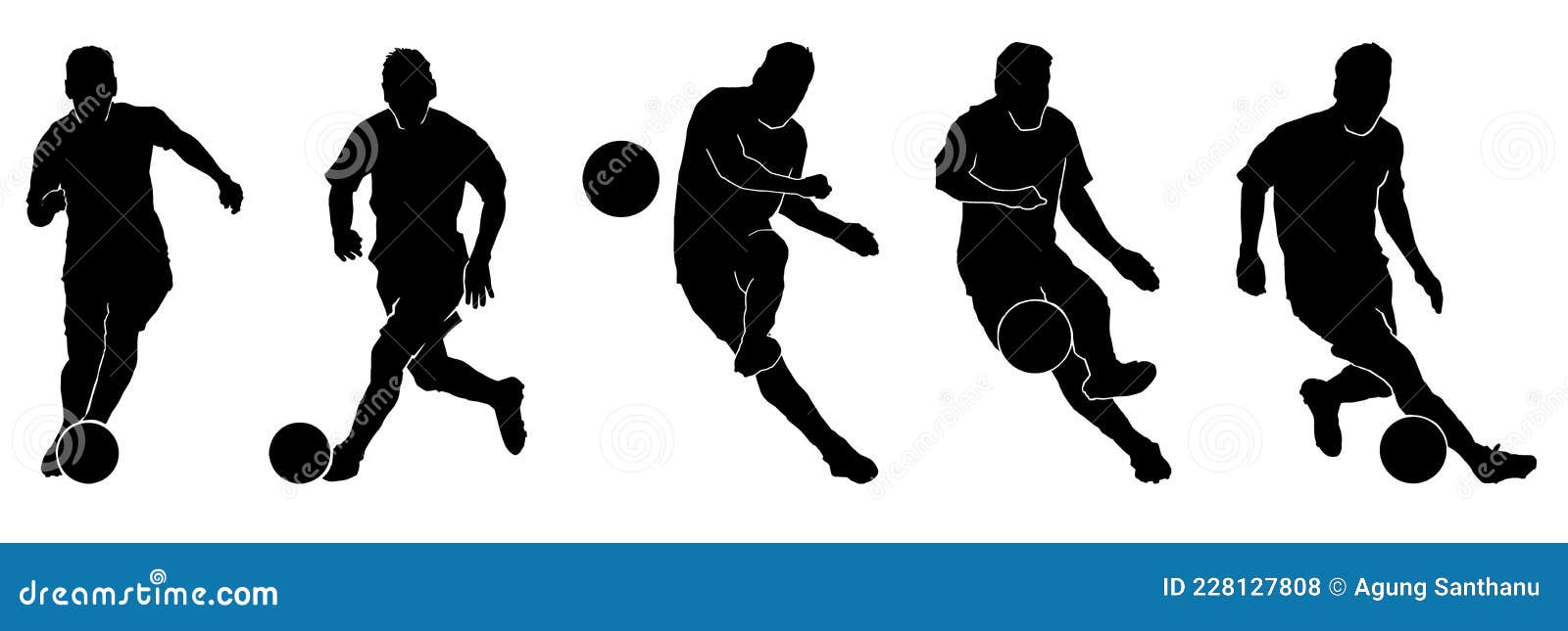 Set of Silhouette of Male Soccer Player Stock Vector - Illustration of ...