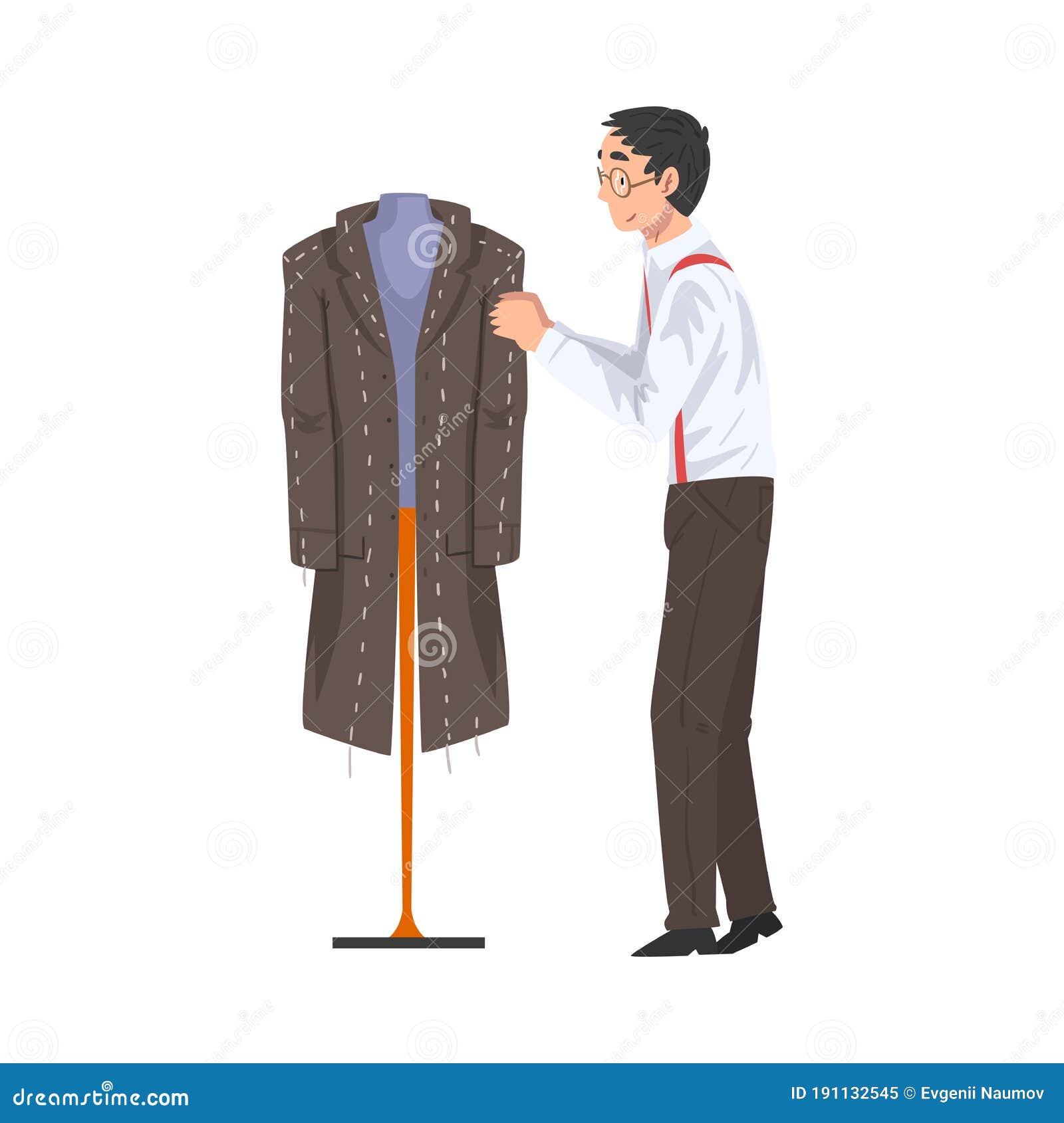 Male Tailor Adjusting Wool Coat on Mannequin, Clothing Designer Tailor ...