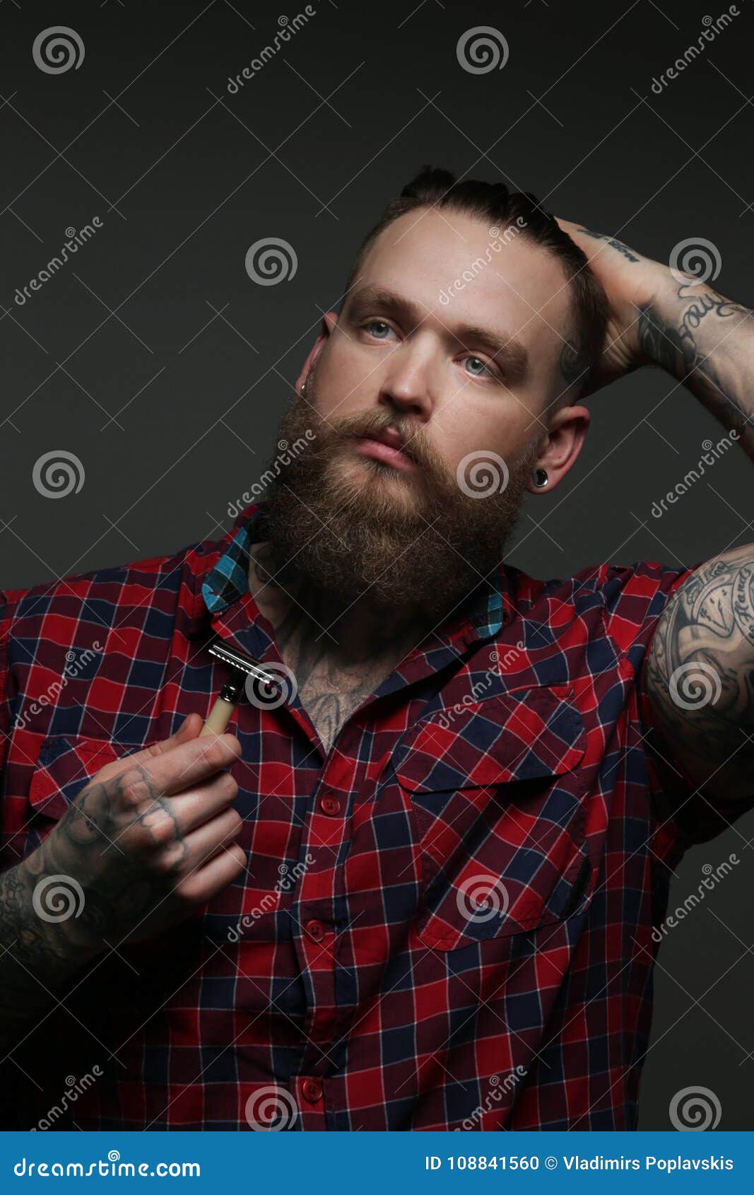 Male with Tattoo on Arms in Studio Stock Photo - Image of actual ...