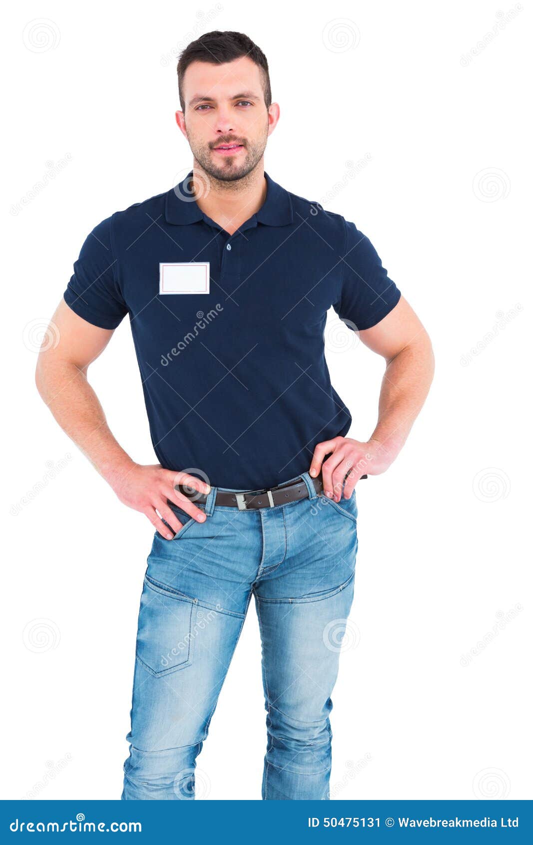 Male Technician Standing Hands On Hips Stock Image Image Of Hips