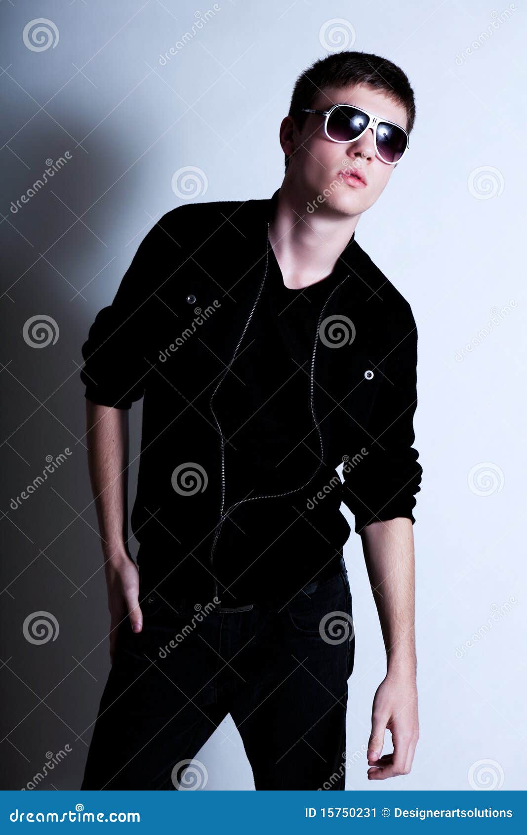 Male Teen Looking Cool In Sunglasses Stock Image - Image 