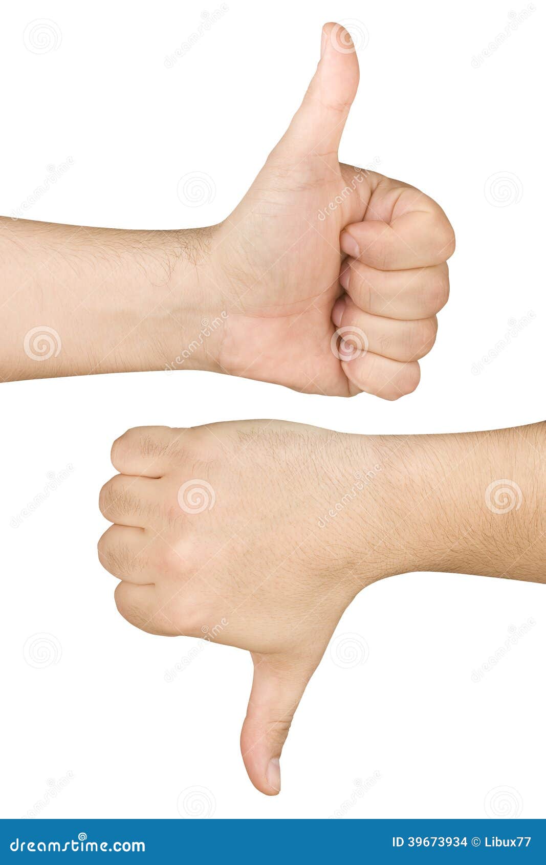 male thumb up down