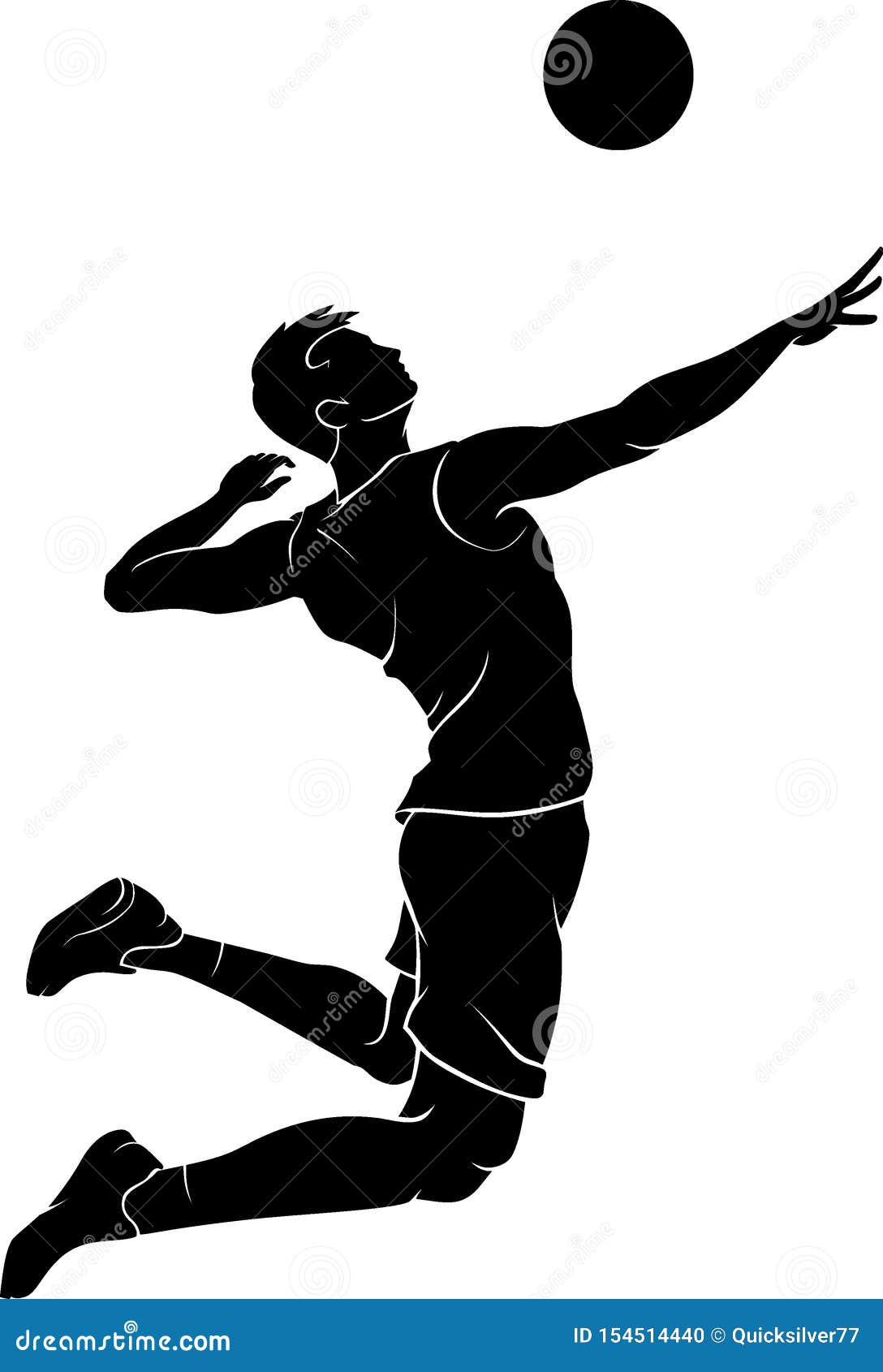 Male Volleyball Player, Mid Air Jump Stock Vector - Illustration of ...