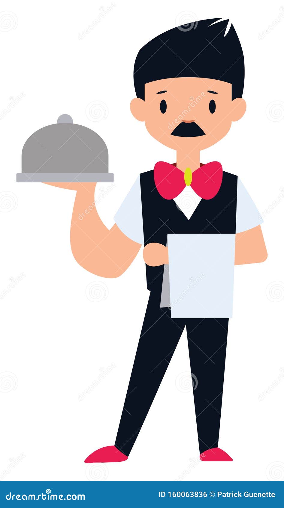 Male Waiter Character Vector Illustration on a Stock Vector ...