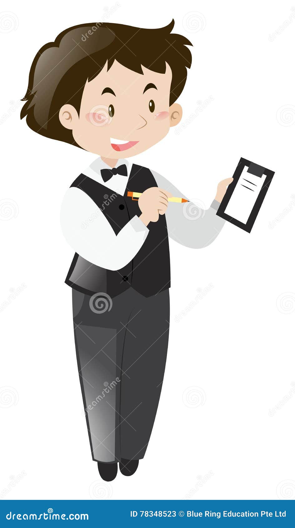 Male waiter taking order stock vector. Illustration of drawing - 78348523