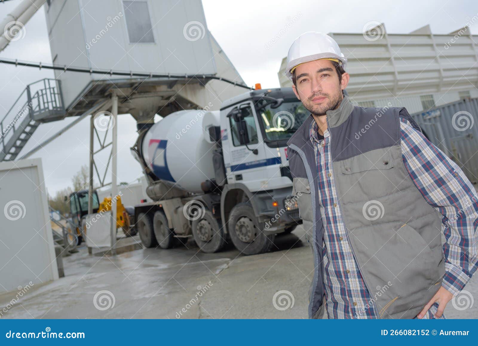 Male worker in cement yard stock photo. Image of precast 266082152
