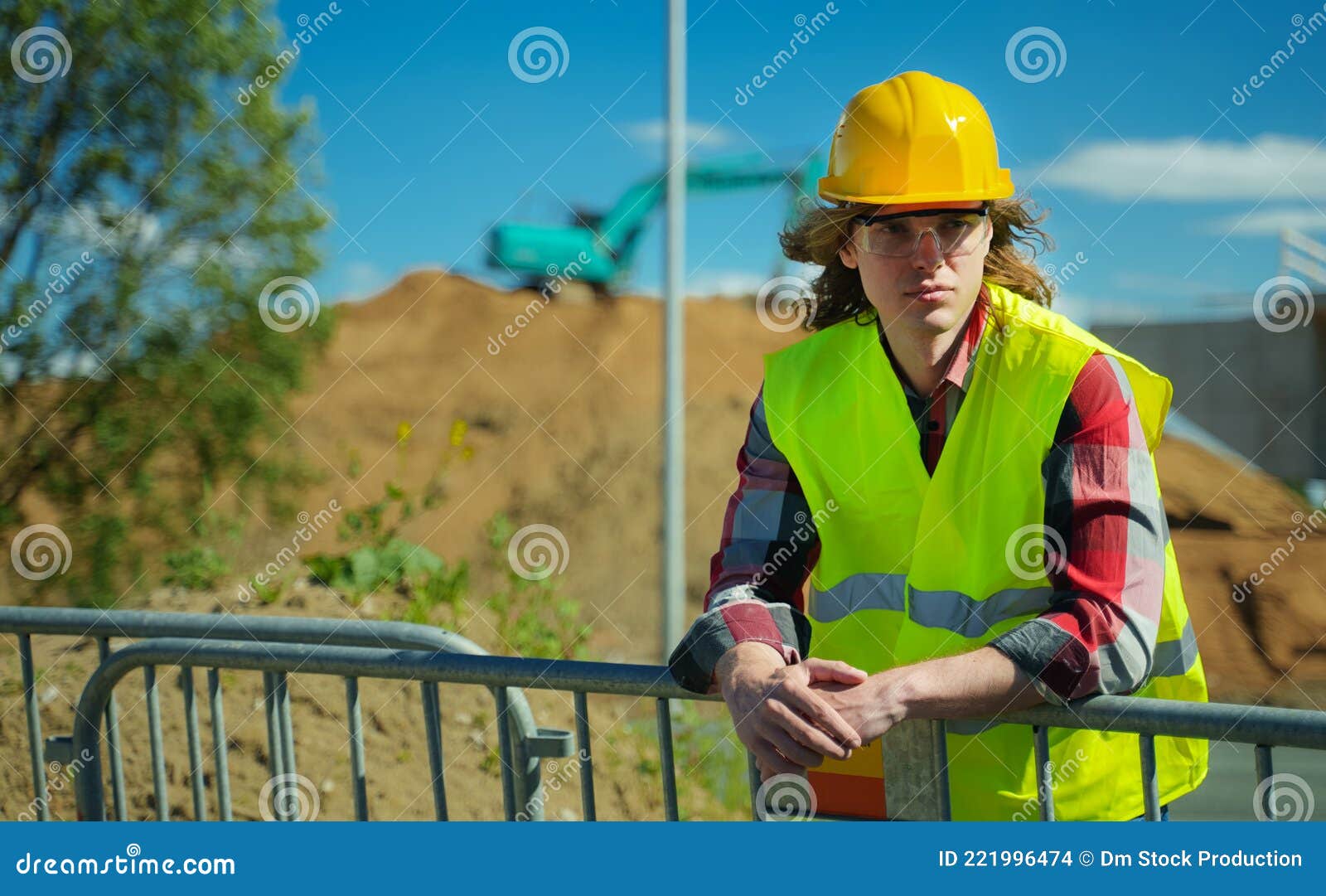 Male worker in hardhat stock photo. Image of standing 221996474