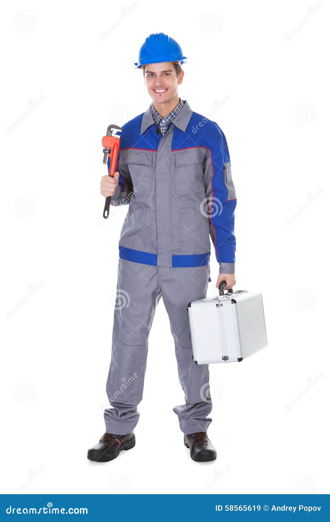 Male Worker Wrench stock image. Image of equipment, handsome 58565619