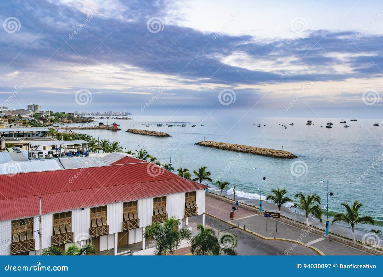 malecon aerial view, la libertad, ecuador