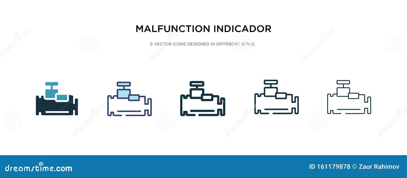 malfunction indicador icon in different style  . two colored and black malfunction indicador  icons