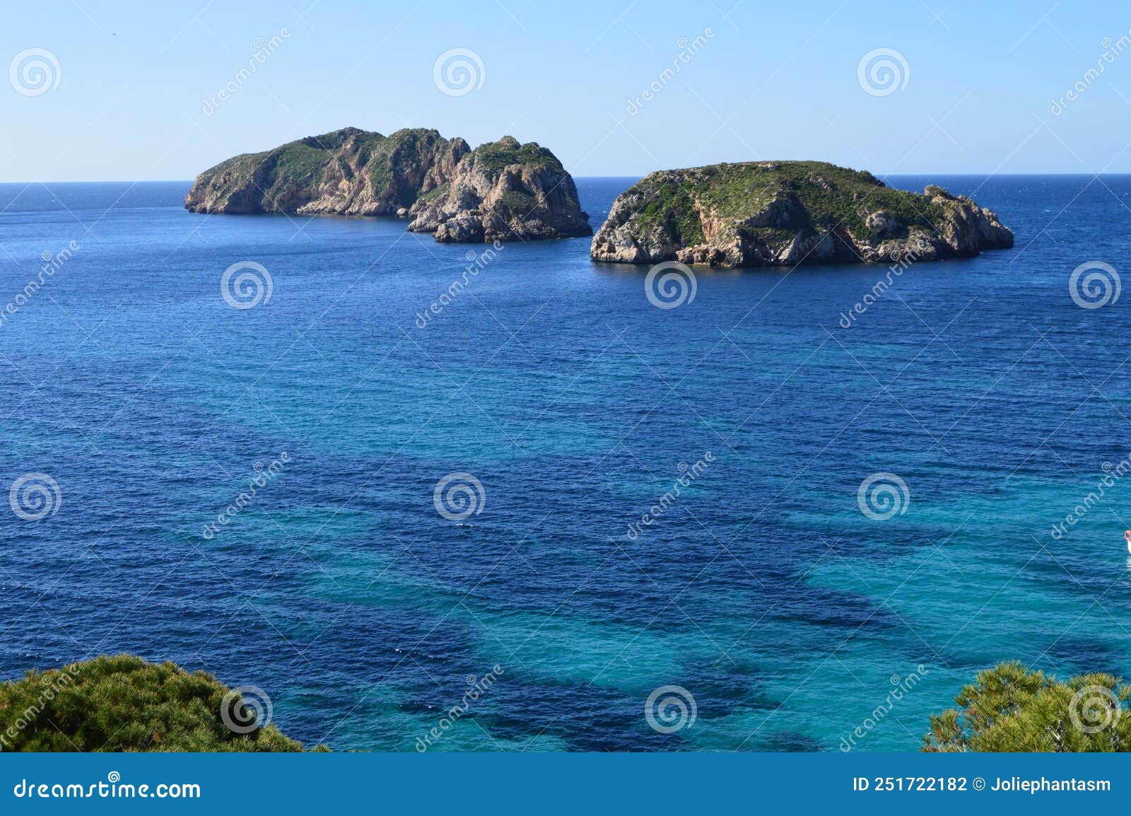 malgrats islands from mallorca with waves from the mediterranean sea