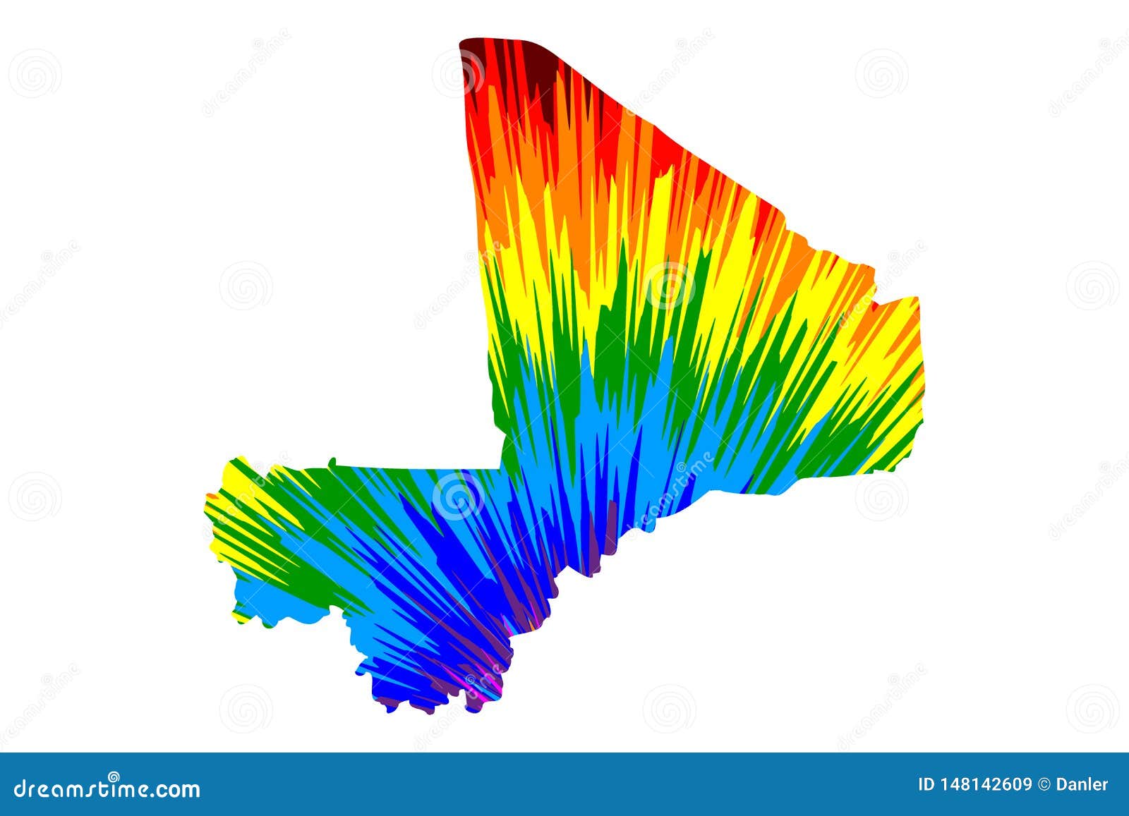 mali - map is ed rainbow abstract colorful pattern, republic of mali map made of color explosion