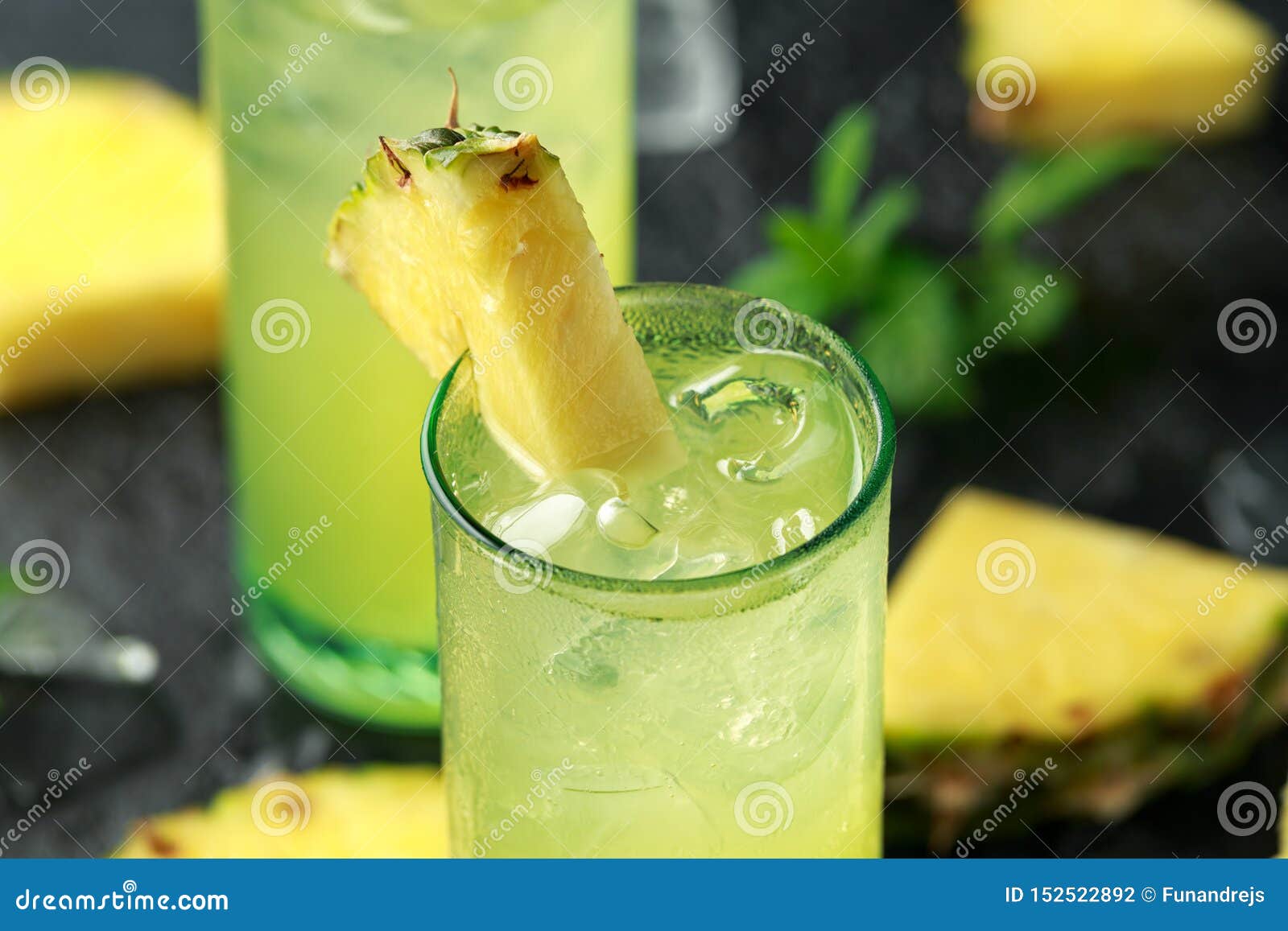 Malibu Rum Coconut Cocktail with Pineapple and Mint Stock Photo Image of cold, glass 152522892