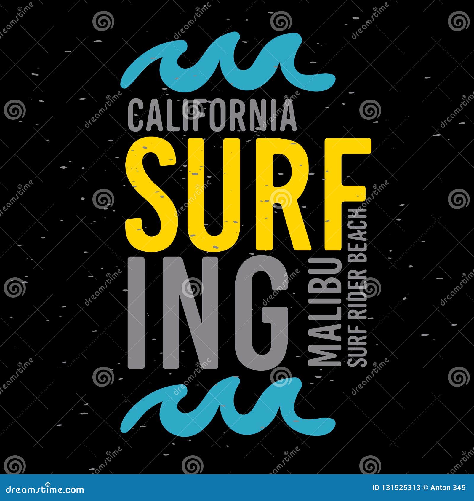 Malibu Surf Rider Beach California Surfing Surf Typographic Type Design ...