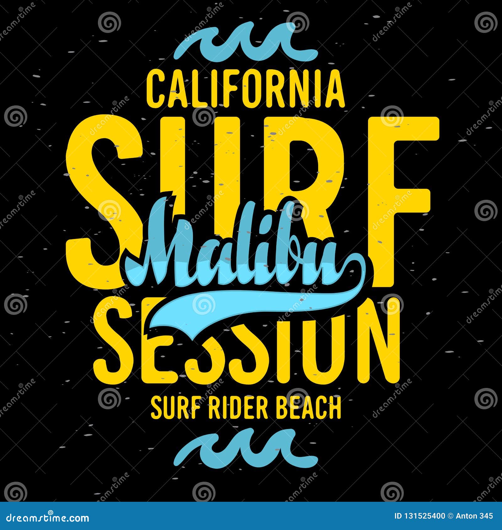 Malibu Surf Rider Beach California Surfing Surf Typographic Type Design ...