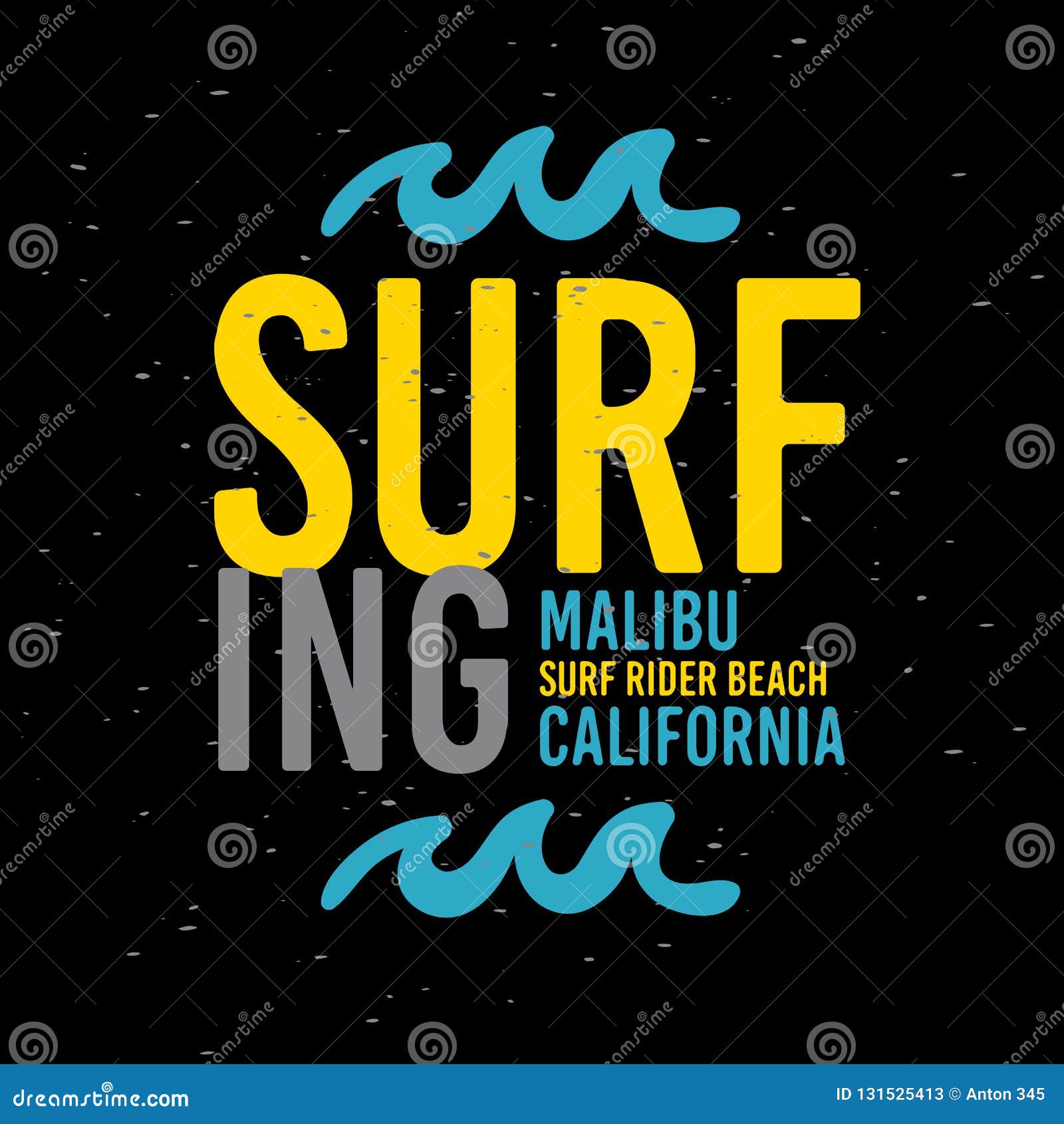 Malibu Surf Rider Beach California Surfing Surf Typographic Type Design ...