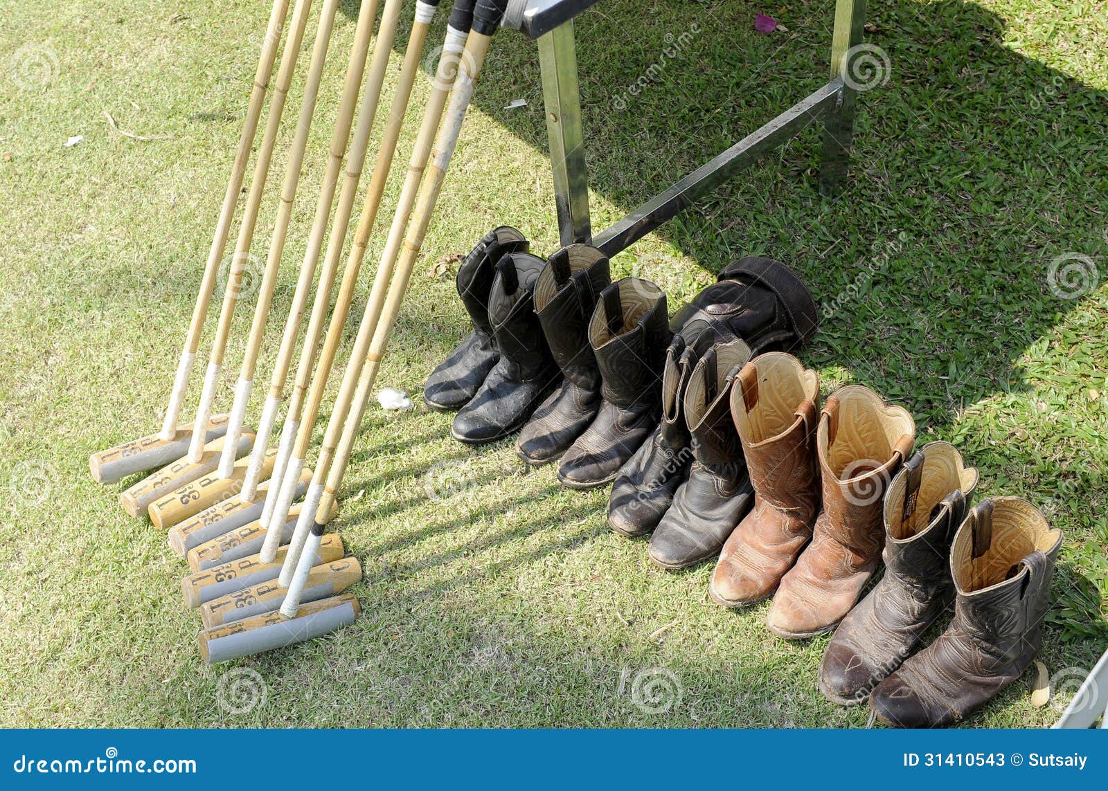 Mallet and shoes stock image. Image of running, field 31410543