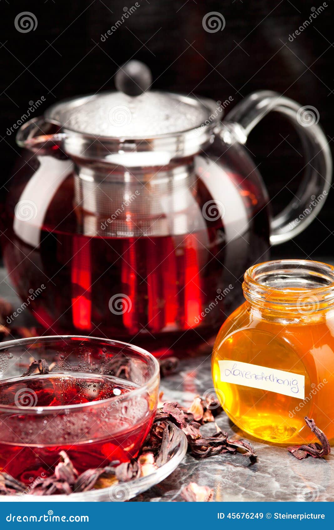 Mallow tea in glass stock image. Image of glass, dark 45676249