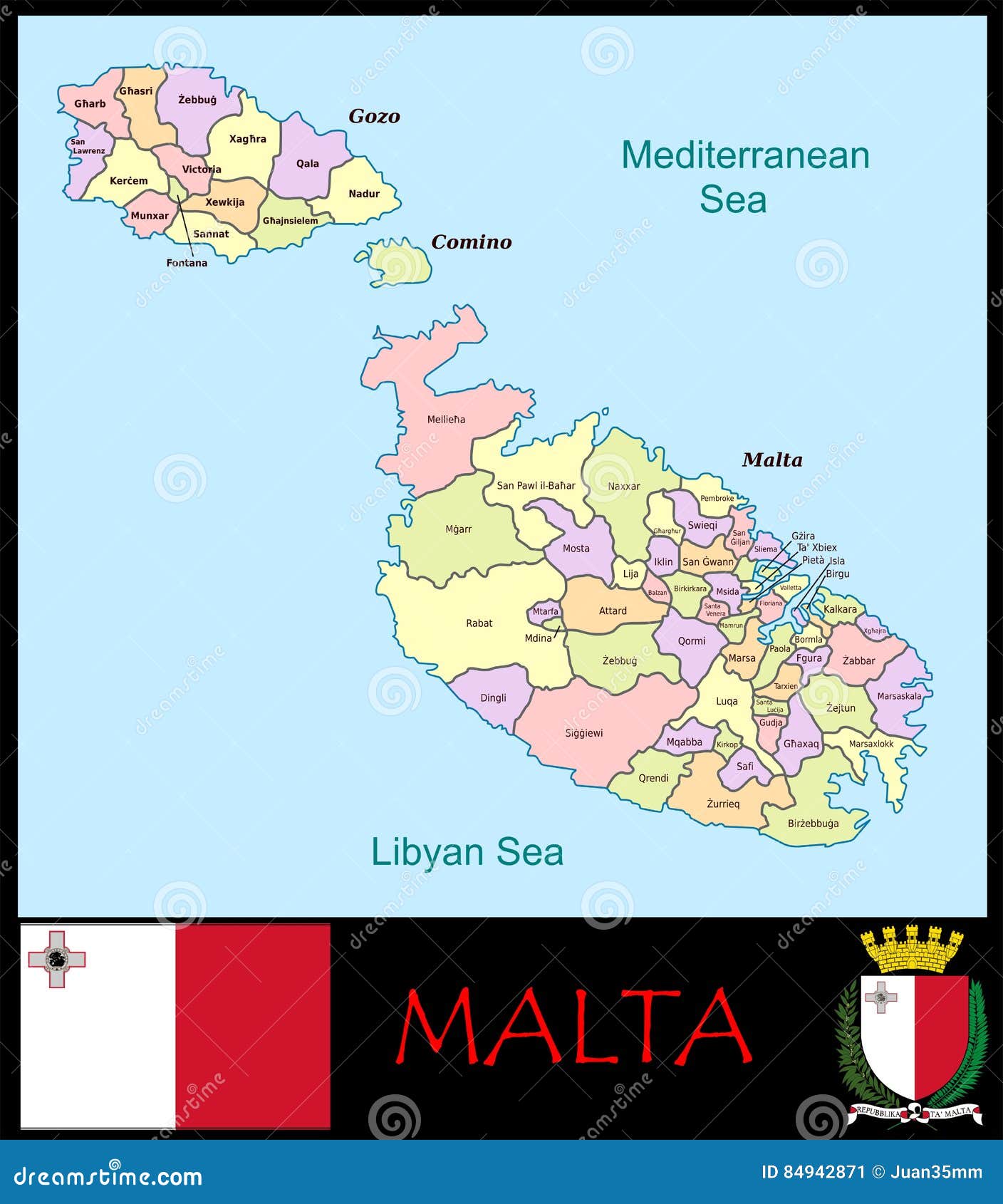 Malta Administrative Divisions Stock Illustration Illustration of