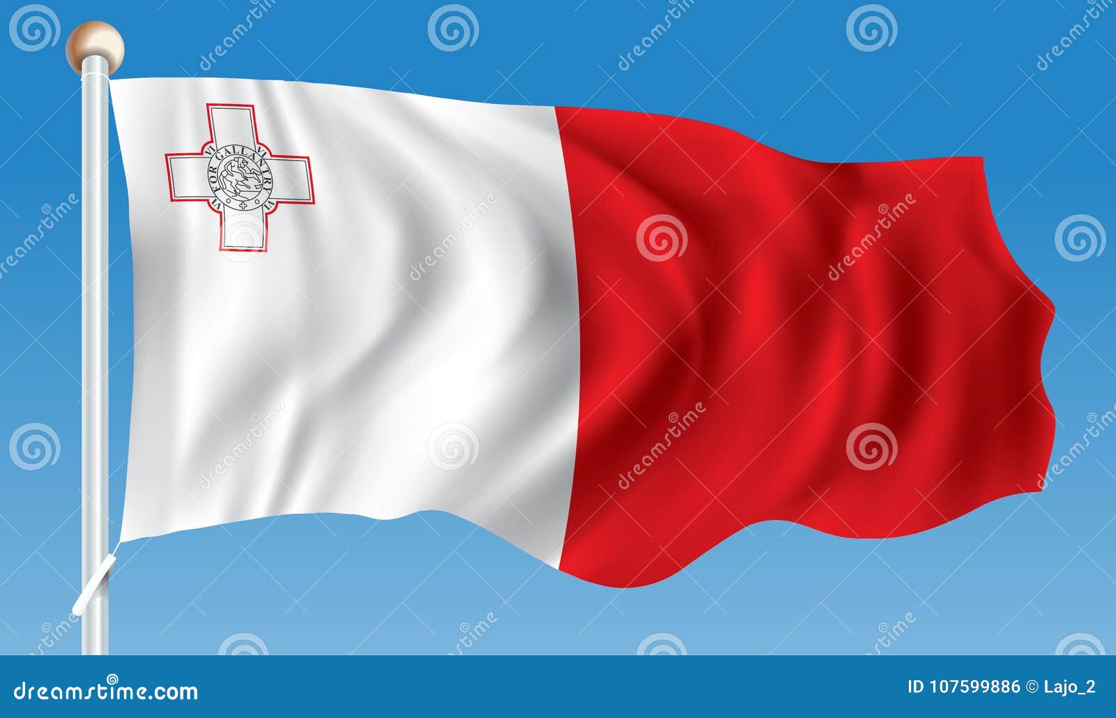 Malta bandery. Flaga Malta - wektorowa ilustracja