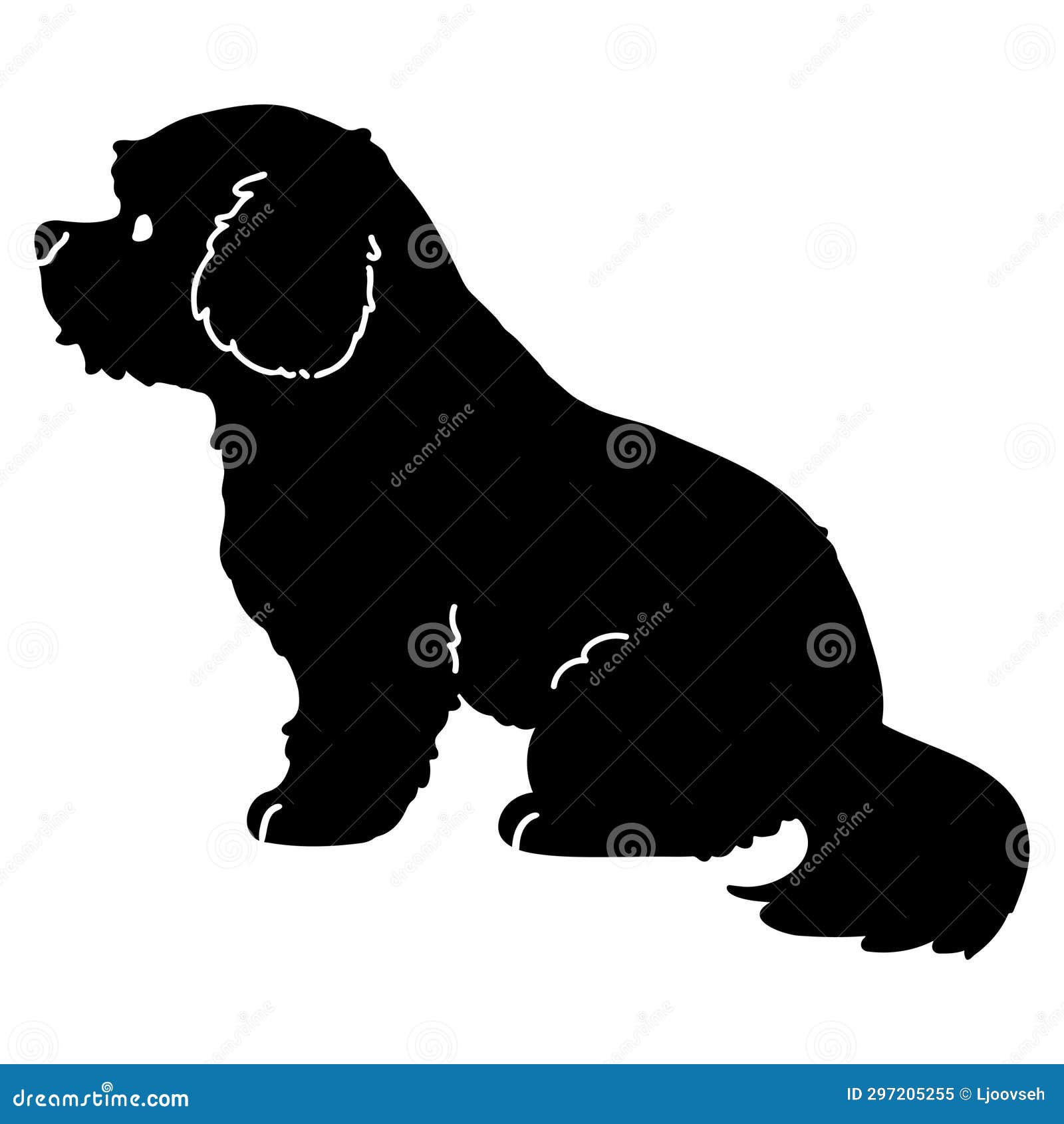 maltese dog sitting side body in silhouette with details