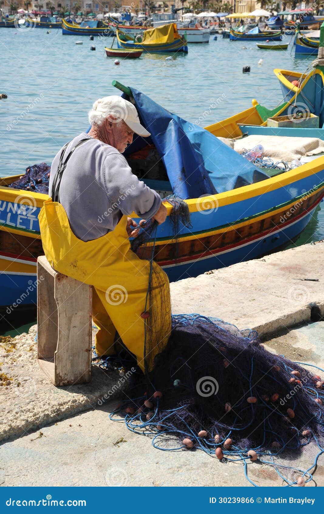 An Old Fisherman At Work Malta Editorial Photo - Image of ...
