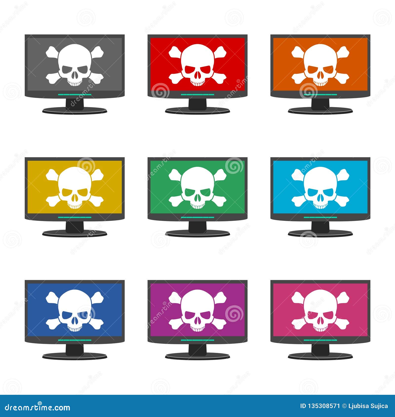 Malware Spam Online Scam Computer Virus Icon Or Logo Color Set