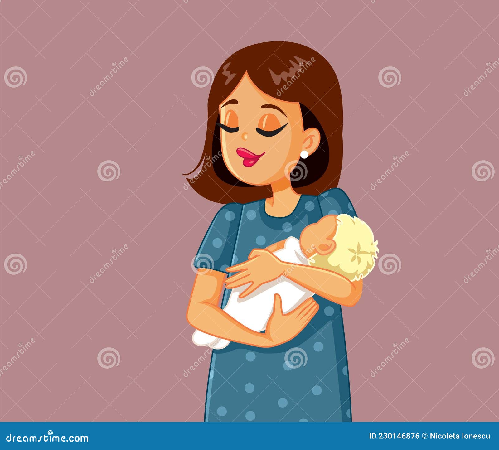 Mamá con su bebé recién nacido NIÑA Stock Vector