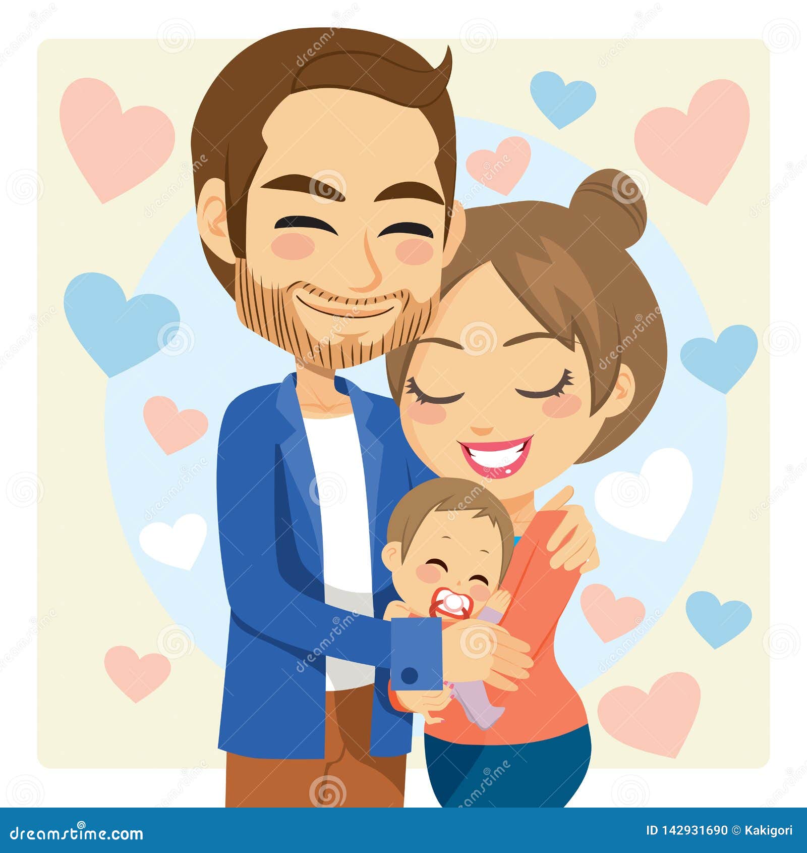 Mama Y Papa Que Abrazan Al Bebe Ilustracion Del Vector Ilustracion De Historieta Hombre