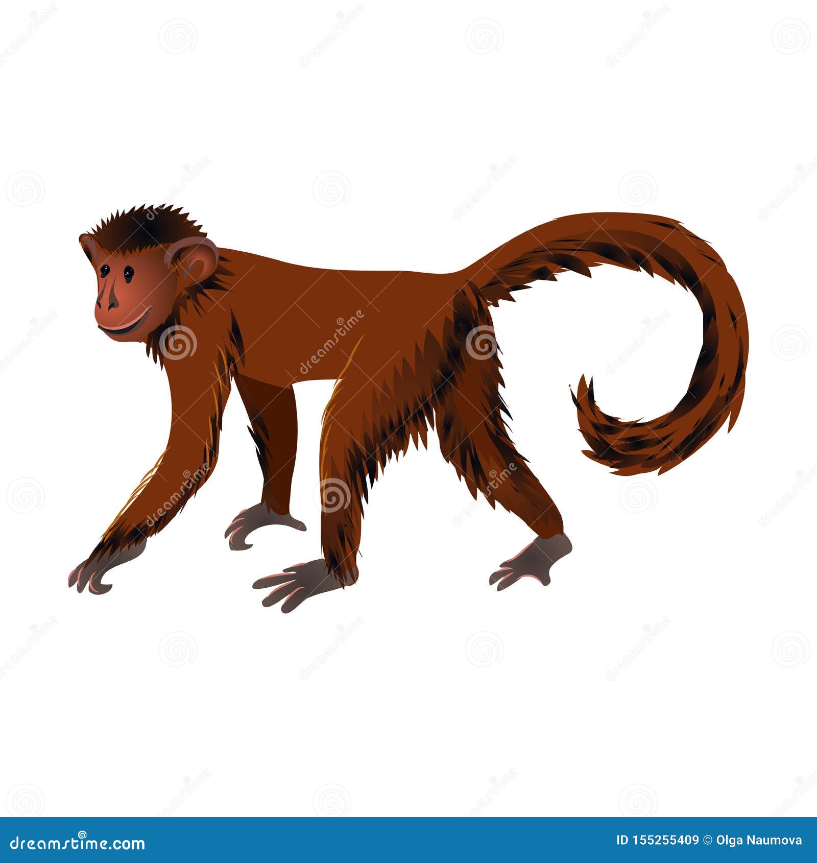 Macaco de desenho animado bonito em um galho em ilustração vetorial vetor  de animais isolados estilo de desenho animado plano