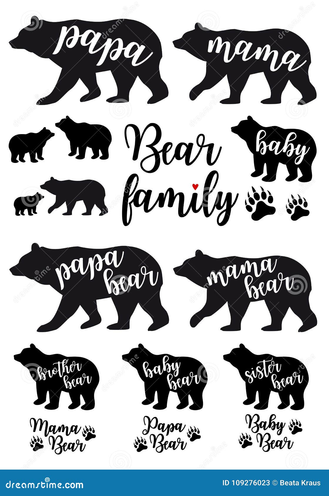 mama bear, papa bear, baby bear,  set