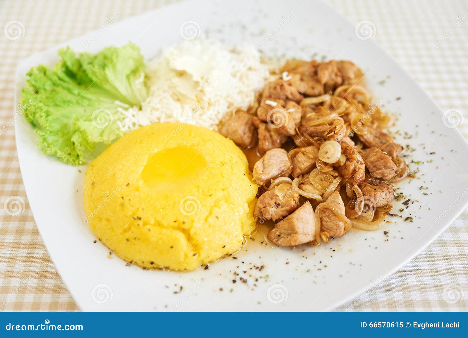 Mamaliga with Cottage Cheese and Pork Stock Image Image of italian, food 66570615