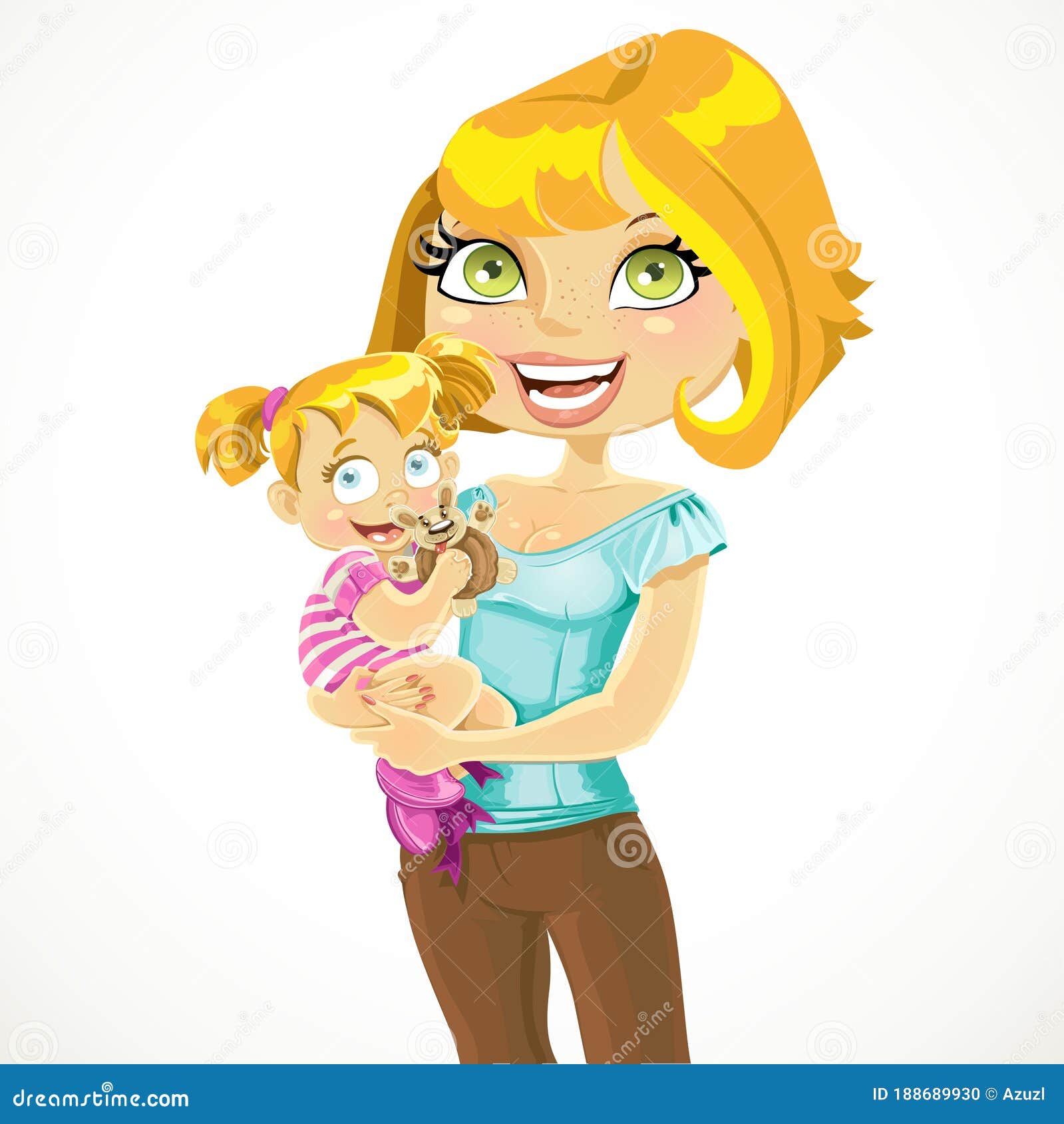 Maman Blonde Avec Le Bebe Dans Ses Bras Illustration Stock Illustration Du Butins Drole