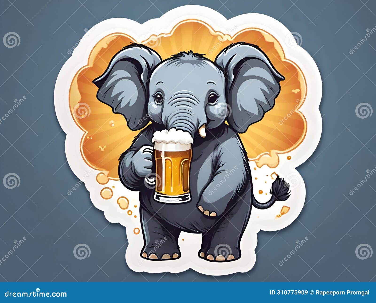 Mammoth Elephant Drinking Beer in Celebration Stock Illustration ...