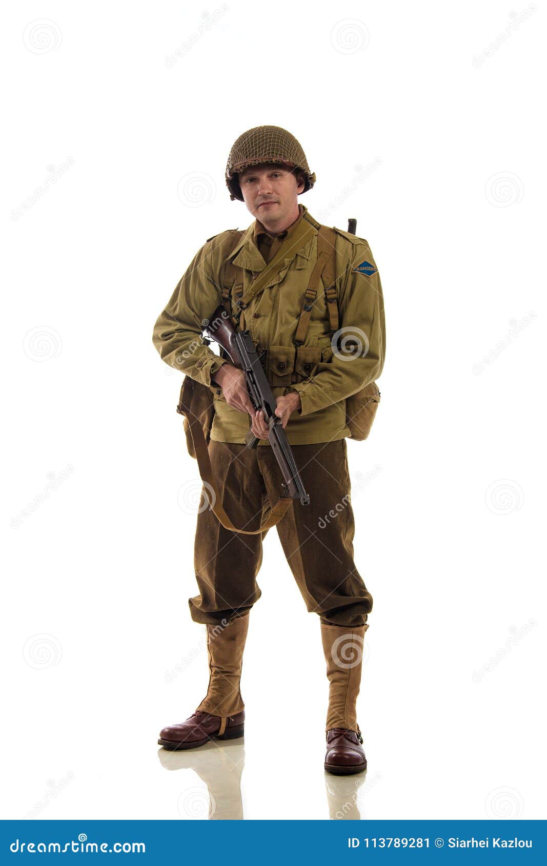Man Actor in Military Uniform of American Ranger of War II Period Stock Image - of leadership, battalion: