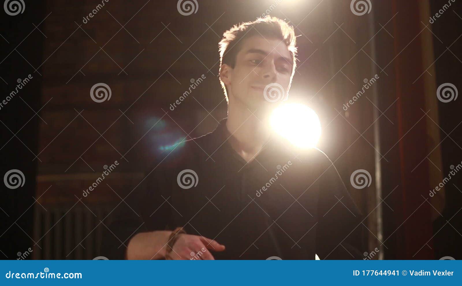 Man Against Backlight Background is Dancing or Waiting Stock Video ...