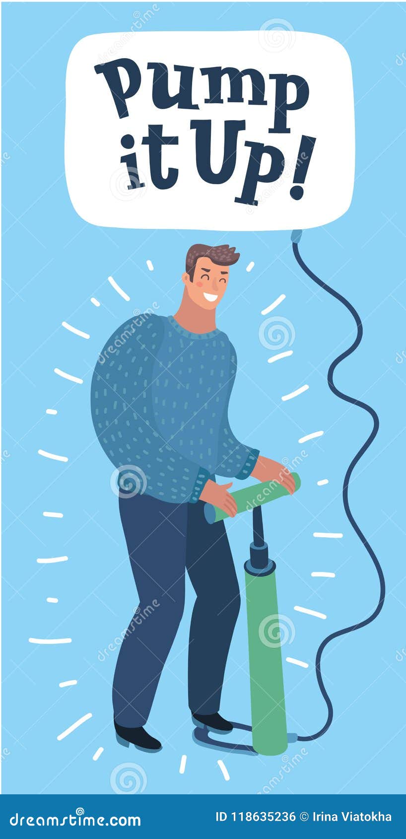 Man with air pumps vector. Illustration helium - 118635236