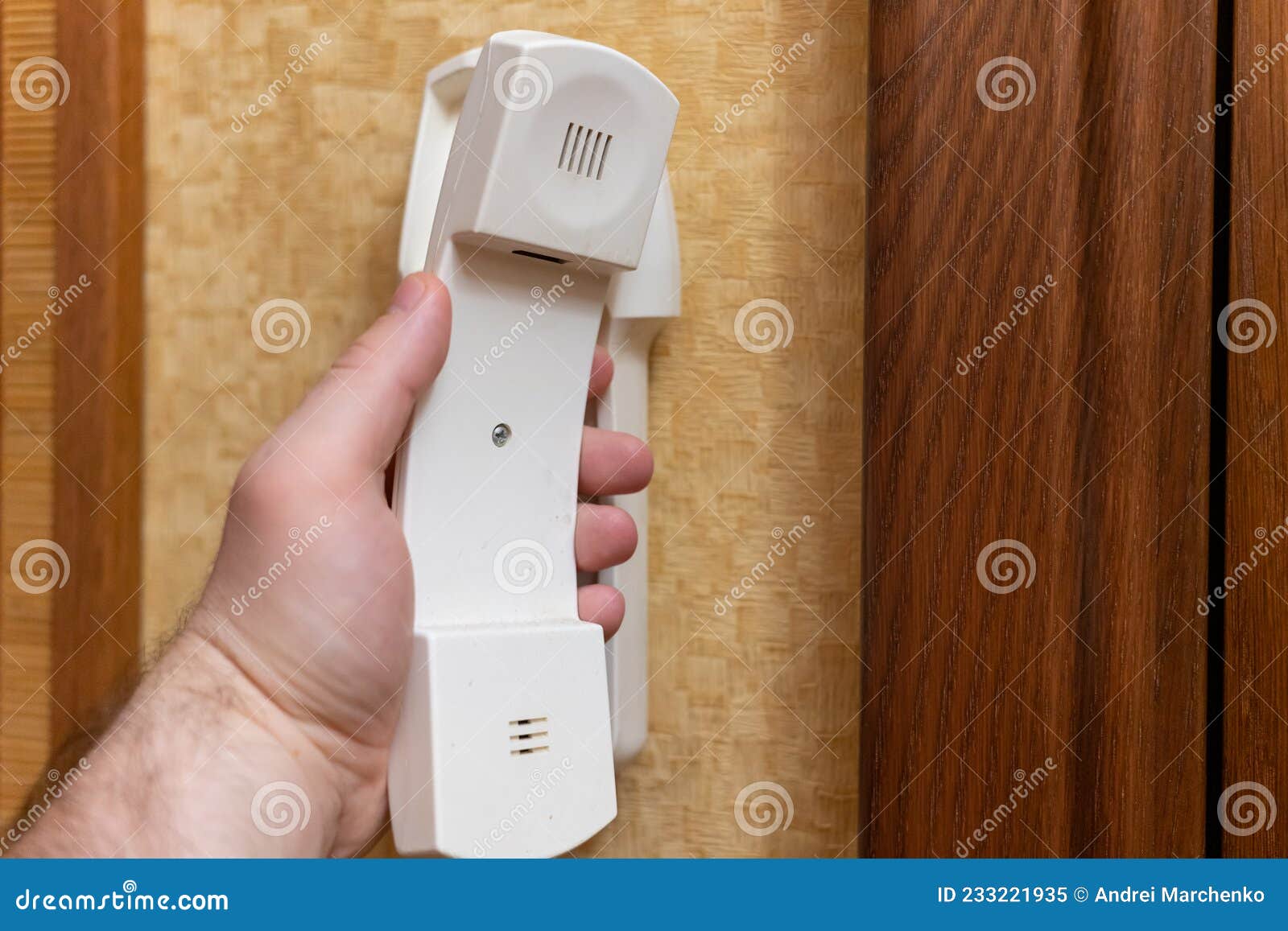 Man Answers the Call To the Closeup of the Stock