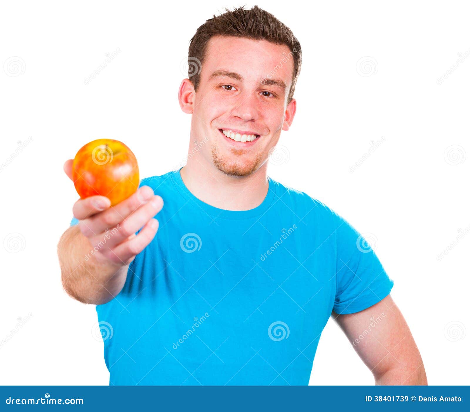 Man with an Apple in His Hand Stock Image Image of background