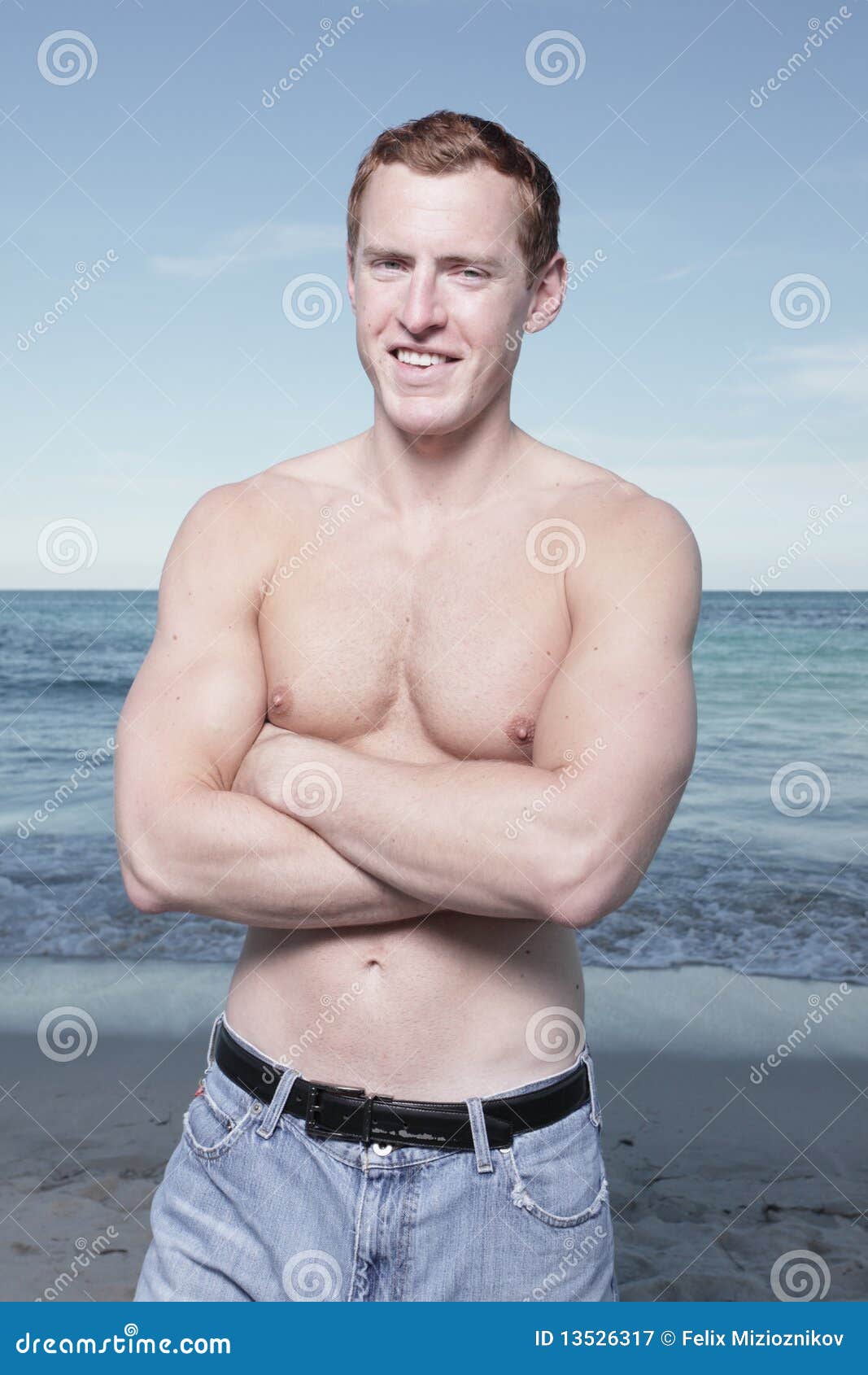 Man with arms crossed stock image. Image of built, blue - 13526317