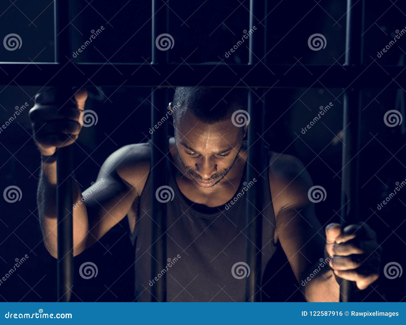 A man arrest in the jail stock photo. Image of expression 122587916