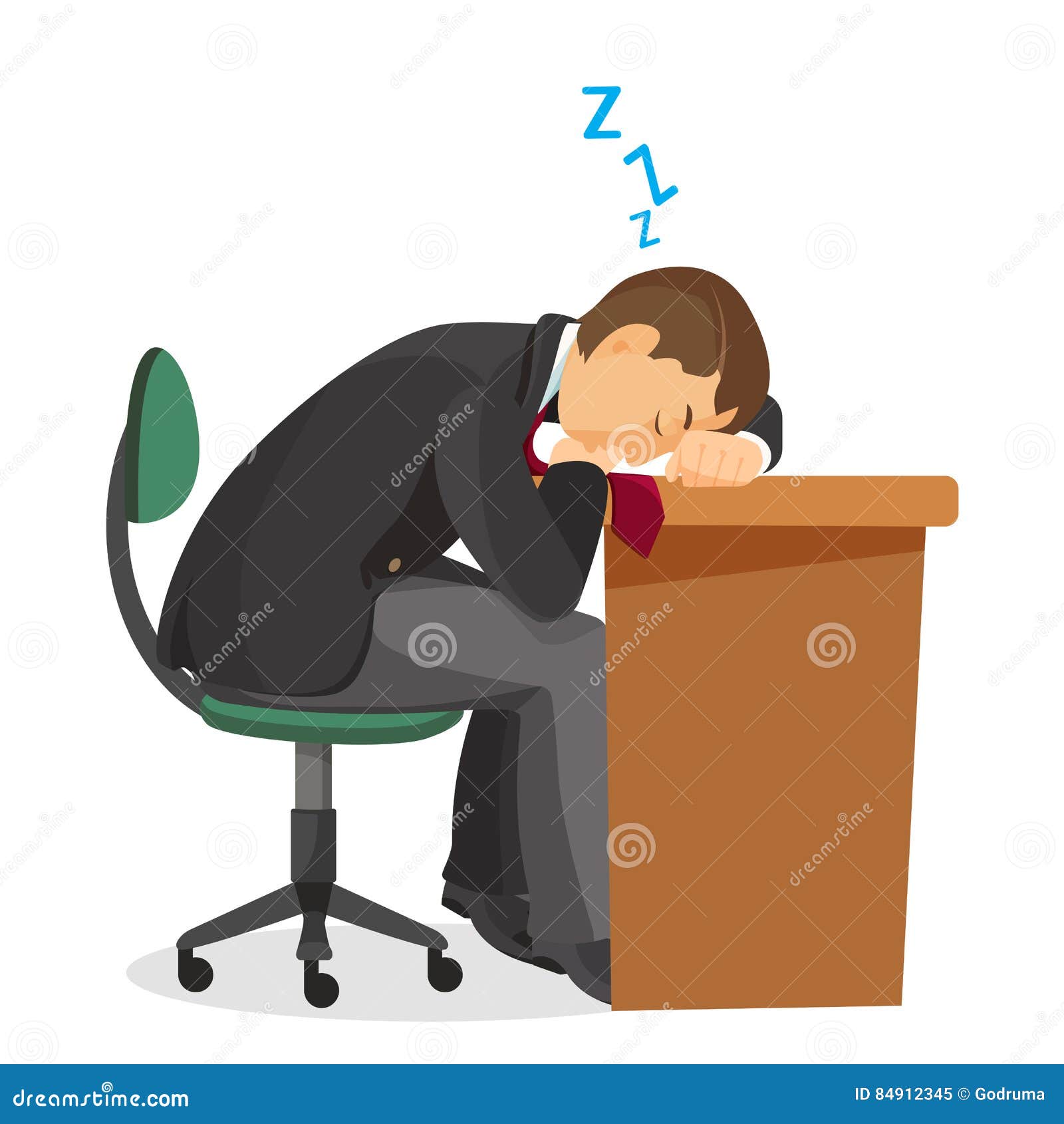 Man Asleep At Desk Side View Male Sleeping On Table Stock Vector