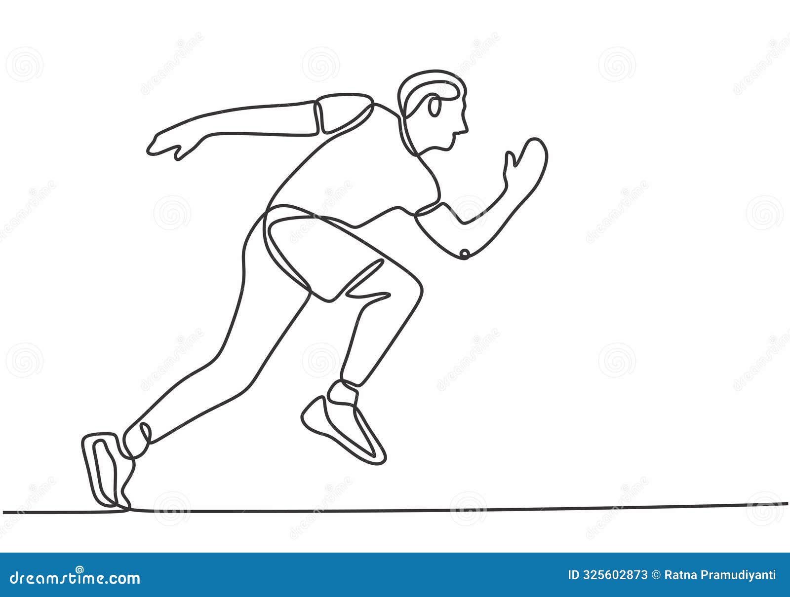 man athlete running fast in one continuous single line art style. adventure traveling outdoor sport