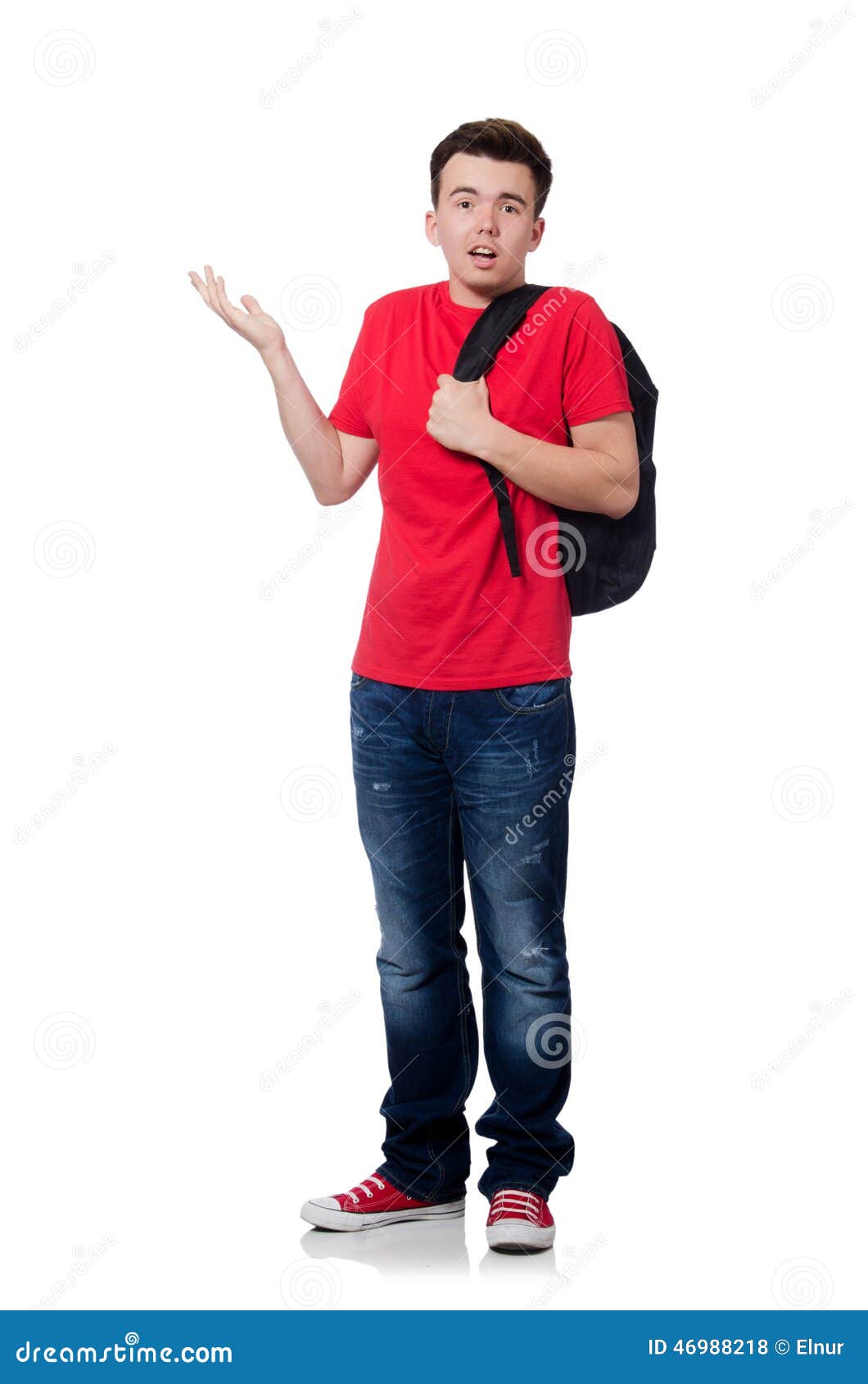 Man with backpack isolated stock photo. Image of casual - 46988218