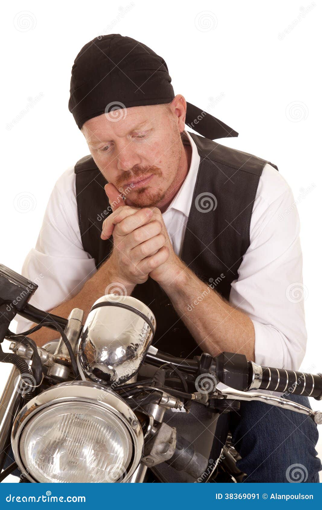 Man Bandana Motorcycle Look Down Close Stock Image - Image of gang ...