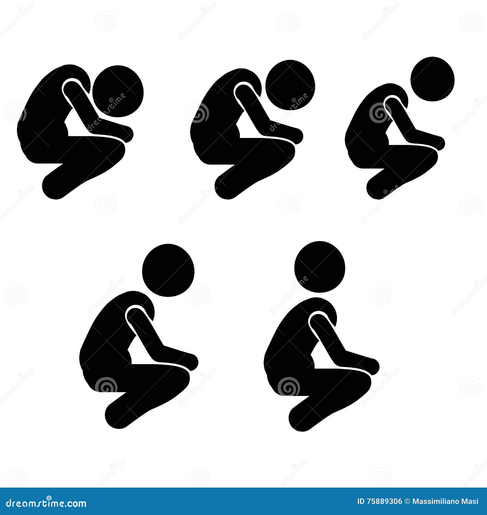 Man Basic Posture People Icon Sign Depress Sad Stock Illustration ...